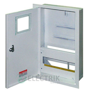 Корпус e.mbox.stand.w.f3.12.z металлический, под 3-ф. счётчик, 12 мод., встраиваемый, с замком