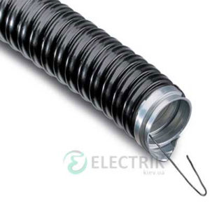 Металлорукав изолированный черный с протяжкой д14 (25м) 220 ТМ