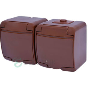 Розетка двойная с з/к ETI HERMETICS RHE-2s-KR Коричневый