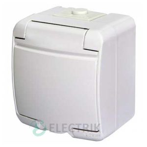 Розетка одинарная с з/к ETI HERMETICS RHE-1s Белый с крышкой