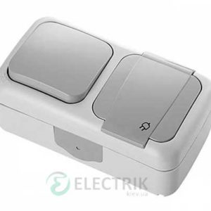 Розетка+выключатель 1-клавишный VIKO Palmiye серый