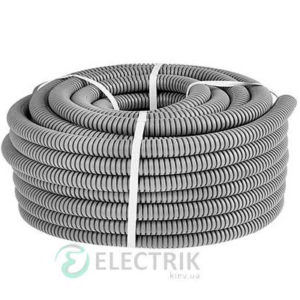 Труба гофр. с протяжкой DN12мм, V0, Dвн 12,2мм, Dнар 15,8мм, полиамид 6, цвет серый PA611216F0 ДКС