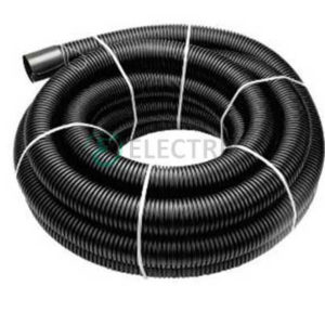 Двустенная гибкая гофрированная труба из полиэтилена, стойкая к УФ, (13 кПа), цвет черный, d63, с протяжкой и муфтой, 121963A, ДКС