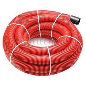 Двустенная труба ПНД гибкая для кабельной канализации д.200мм с протяжкой и муфтой, SN6, в бухте 35м, цвет красный, 121920, ДКС