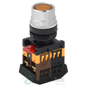 Кнопка ABLF-22 неон d22 мм желтая 240В 1з+1р, IEK