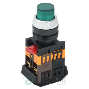 Кнопка ABLFP-22 неон d22 мм зеленая 240В 1з+1р, IEK