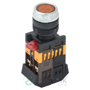 Кнопка ABLFS-22 неон d22 мм желтая 240В 1з+1р, IEK