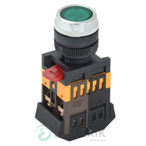Кнопка ABLFS-22 неон d22 мм зеленая 240В 1з+1р, IEK