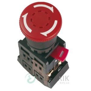 Кнопка AE-22 "грибок" с фиксацией d22 мм красная 240В 1з+1р, IEK