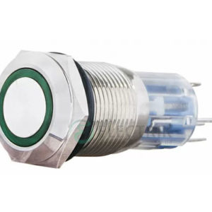 Кнопка металлическая с подсветкой (1НО+1НЗ) 24В зеленая TYJ19-271, АСКО-УКРЕМ