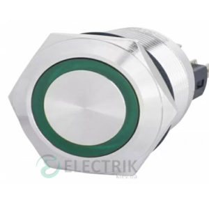 Кнопка металлическая с подсветкой (1НО+1НЗ) 24В зеленая TYJ22-271, АСКО-УКРЕМ