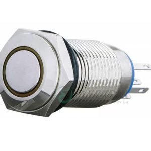 Кнопка металлическая с подсветкой и фиксацией (1НО+1НЗ) 220В желтая TYJ16-361, АСКО-УКРЕМ