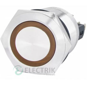 Кнопка металлическая с подсветкой и фиксацией (1НО+1НЗ) 220В желтая TYJ22-371, АСКО-УКРЕМ