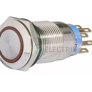 Кнопка металлическая с подсветкой и фиксацией (2НО+2НЗ) 220В красная TYJ19-372, АСКО-УКРЕМ