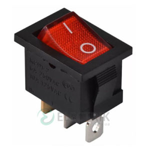 Переключатель KCD1-2-101N R/B черный с красной клавишей с подсветкой, АСКО-УКРЕМ