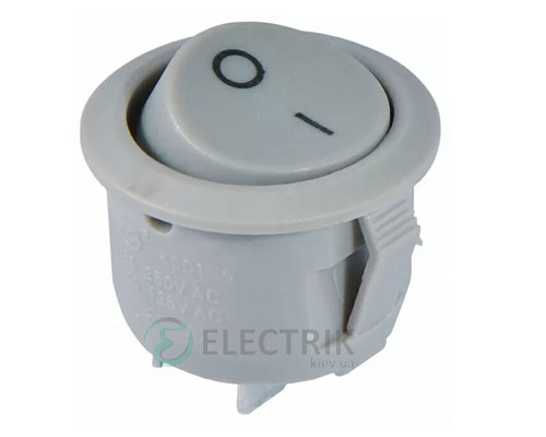 Переключатель KCD1-5-101 Grey/Grey серый с круглой серой клавишей, АСКО-УКРЕМ