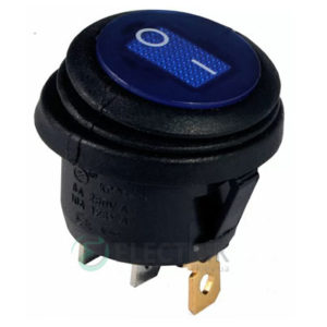 Переключатель KCD1-5-101WN BL/B черный с круглой синей клавишей с подсветкой IP65, АСКО-УКРЕМ