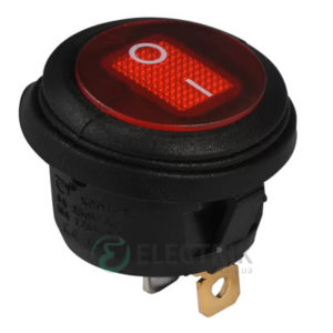 Переключатель KCD1-5-101WN R/B черный с круглой красной клавишей с подсветкой IP65, АСКО-УКРЕМ