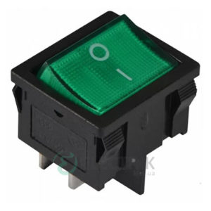 Переключатель KCD1-6-201N GR/B 2-полюсный черный с зеленой клавишей с подсветкой, АСКО-УКРЕМ