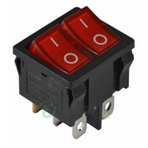 Переключатель KCD1-6-2101N R/B черный с 2 красными клавишами с подсветкой, АСКО-УКРЕМ