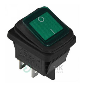 Переключатель KCD2-201WN GR/B 2-полюсный черный с зеленой клавишей с подсветкой IP54, АСКО-УКРЕМ