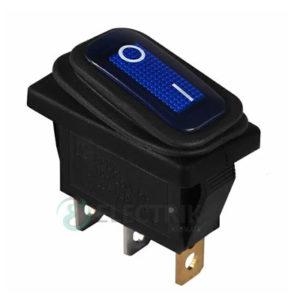 Переключатель KCD3-101WN BL/B черный с синей клавишей с подсветкой IP54, АСКО-УКРЕМ