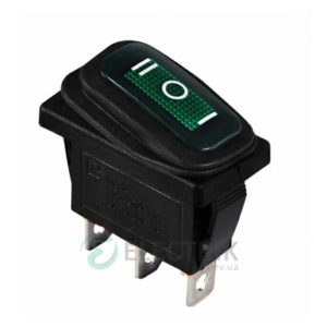 Переключатель KCD3-103W GR/B на 3 положения черный с зеленой клавишей IP54, АСКО-УКРЕМ