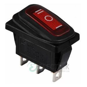 Переключатель KCD3-103W R/B на 3 положения черный с красной клавишей IP54, АСКО-УКРЕМ