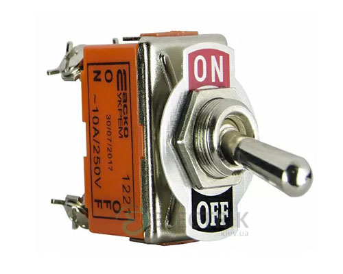 Тумблер 1221 на 2 положения (Вкл-Выкл) 2 контакта, АСКО-УКРЕМ ...