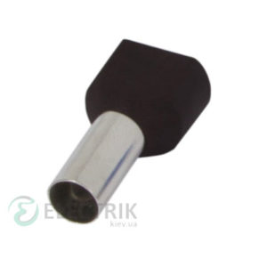 Наконечник втулочный изолированный на 2 провода 2×1.5 мм² черный (упаковка 100 шт.) e.terminal.stand.te.2.1.5.black, E.NEXT