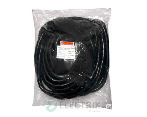 Спиральная обвязка для провода ∅15-100 мм e.spiral.stand.19.black (10 м) черная, E.NEXT