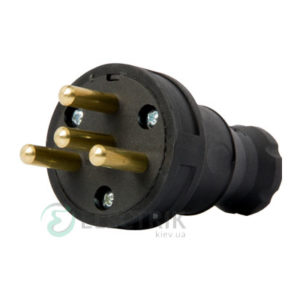 Вилка переносная каучуковая прямая e.plug.rubber.030.25 3P+PE 25А 400В IP44, E.NEXT (Mutlusan)