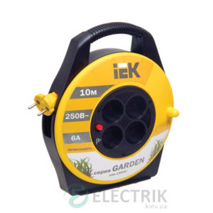 Катушка переносная УК10 с термозащитой 4 места 2P/10м 2×0,75 мм² серия GARDEN, IEK
