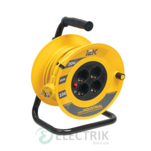 Катушка переносная УК20 с термозащитой 4 места 2P+PE/20м 3×1,0 мм² серия INDUSTRIAL, IEK
