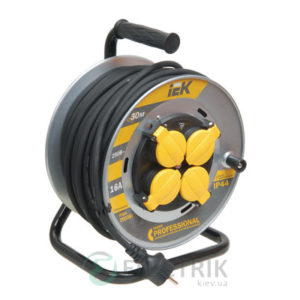 Катушка переносная УК30 на металлическом барабане с термозащитой 4 места 2Р+PЕ/30м КГ 3×1,5мм² IP44 серия PROFESSIONAL, IEK