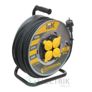 Катушка переносная УК50 на металлическом барабане с термозащитой 4 места 2Р+PЕ/50м КГ 3×2,5мм² IP44 серия PROFESSIONAL, IEK