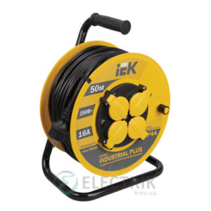 Катушка переносная УК50 с термозащитой 4 места 2P+PE/50м 3×1,5мм² IP44 серия INDUSTRIAL PLUS, IEK