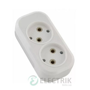 Колодка бытовая КП-02 2 места 2P (без заземления) 10А/250В, АсКо