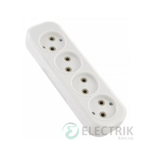 Колодка бытовая КП-04 4 места 2P (без заземления) 10А/250В, АсКо