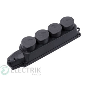 Розетка каучуковая четырехместная с защитными крышками ОМЕГА IP44 РБ34-1-0м, IEK