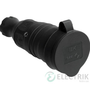 Розетка каучуковая с защитной крышкой переносная ОМЕГА IP44 РБп13-1-0м, IEK