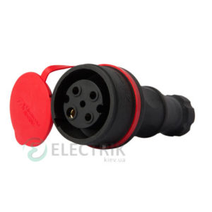 Розетка переносная с защитной крышкой каучуковая e.socket.rubber.071.32 3P+PE 32А 400В IP44, E.NEXT (Mutlusan)