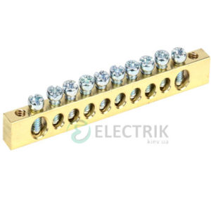 Шина PEN «земля-ноль» 6x9 мм 10/2 (10 групп/крепеж по краям), IEK