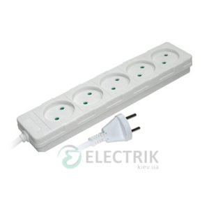 Удлинитель на 5 гнезд 5 м без заземления с защитными шторками e.es.5.5.b, E.NEXT