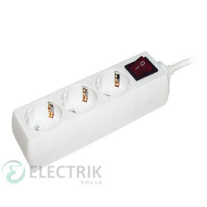 Удлинитель с выключателем У03К 3 места 2P+PE/3 метра 3x1мм² 16А/250В, IEK