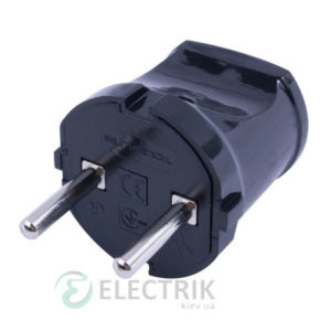 Вилка бытовая без заземления 10А черная e.plug.002.10, E.NEXT